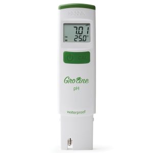 Hanna HI98118 GroLine pH Tester tampilan depan dengan layar menyala